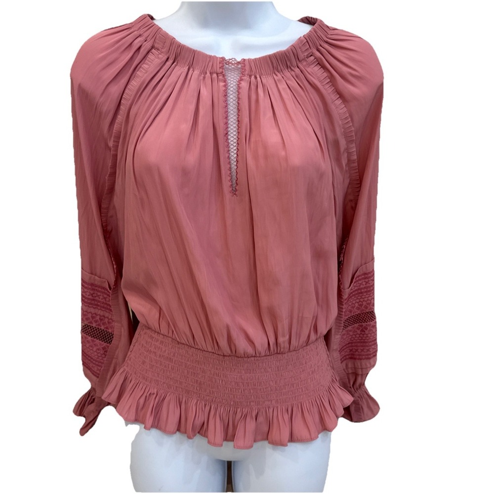 Ramy Brook pink blouse top Size XS Ballon‎ Sleeve Boho Hippie Peasant